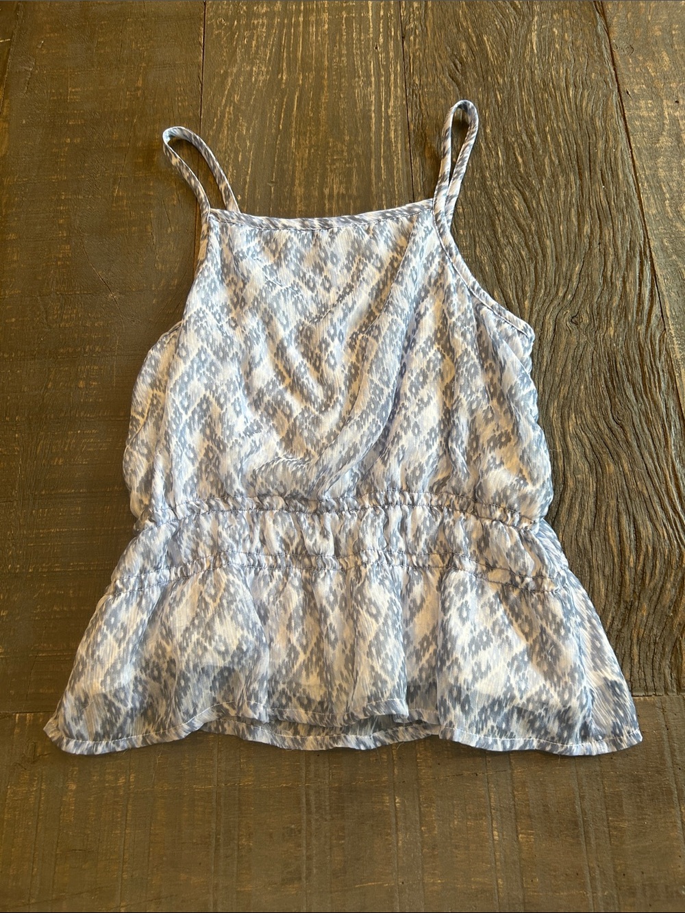 abercrombie kids Light Blue Printed Spaghetti-Strap Peplum Cami